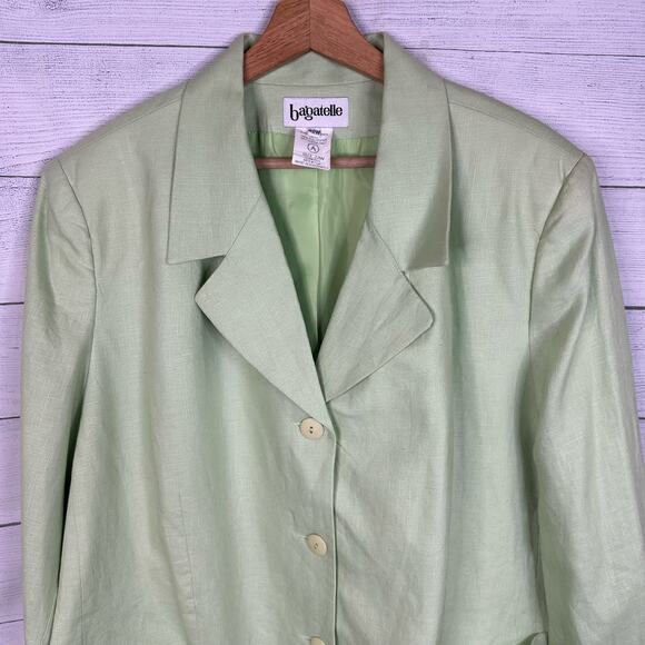 Bagatelle Womens size 22W VTG Linen Blazer Button Front Green Jacket New - Picture 5 of 8